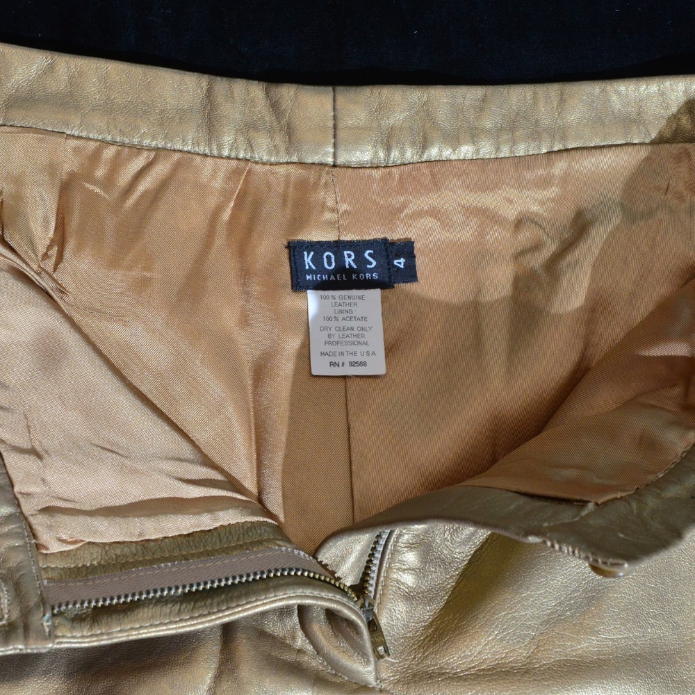 GOLD leather Michael Kors pants size4 boho western - Picture 2 of 7